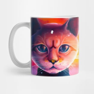 Space cat at sunset Mug